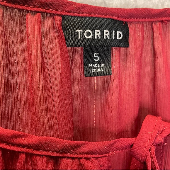 Torrid Bundle Chiffon Metallic Weave Semi- Sheer Blouse Tops 5X - Picture 8 of 14